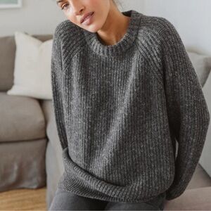 Jenni Kayne Oversized Cashmere Fisherman Sweater in Gray